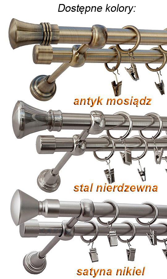 Karnisz TWISTER Antyk Mosiądz Podw. 19 + 19 rura gładka - 160 cm - obrazek 2