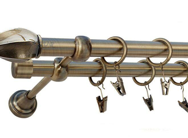 Karnisz TWISTER Antyk Mosiądz Podw. 19 + 19 rura gładka - 180 cm