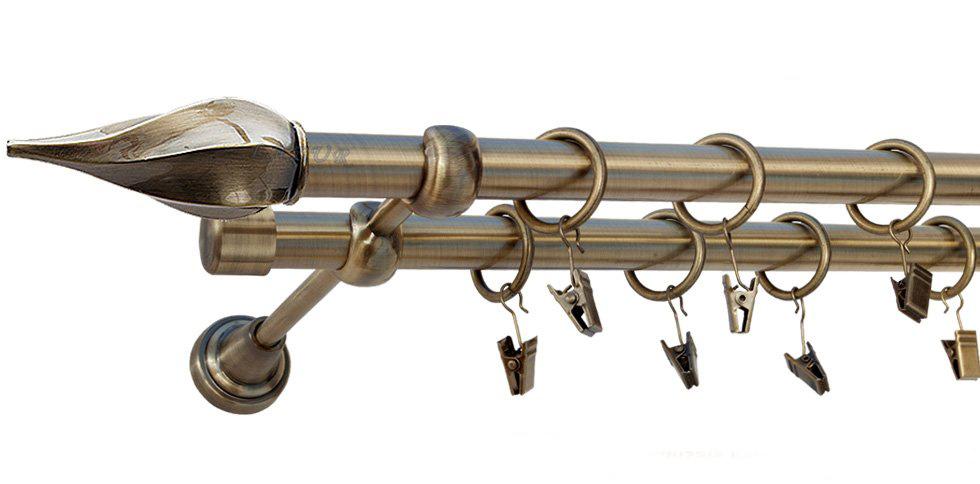 Karnisz TWISTER Antyk Mosiądz Podw. 19 + 19 rura gładka - 160 cm