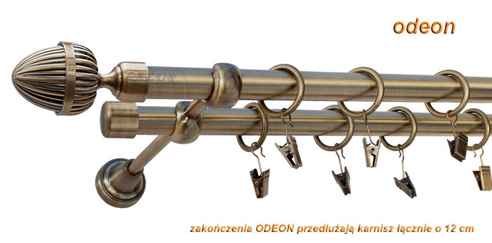 Karnisz ODEON Antyk Mosiądz Podw. 19 + 19 rura gładka - 360 cm - obrazek 3