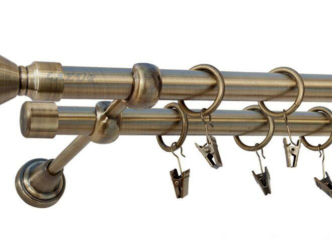 Karnisz APOLLO Antyk Mosiądz Podw. 19 + 19 rura gładka - 340 cm