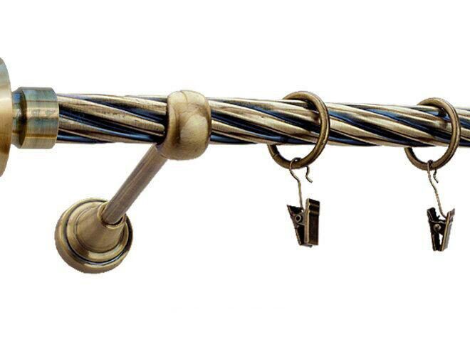 Karnisz AMARO Antyk Mosiądz, Pojedynczy 19 rura skrętna - 480 cm