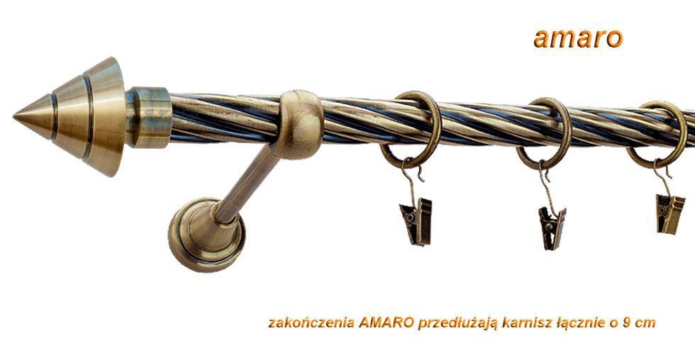 Karnisz AMARO Antyk Mosiądz, Pojedynczy 19 rura skrętna - 240 cm - obrazek 2