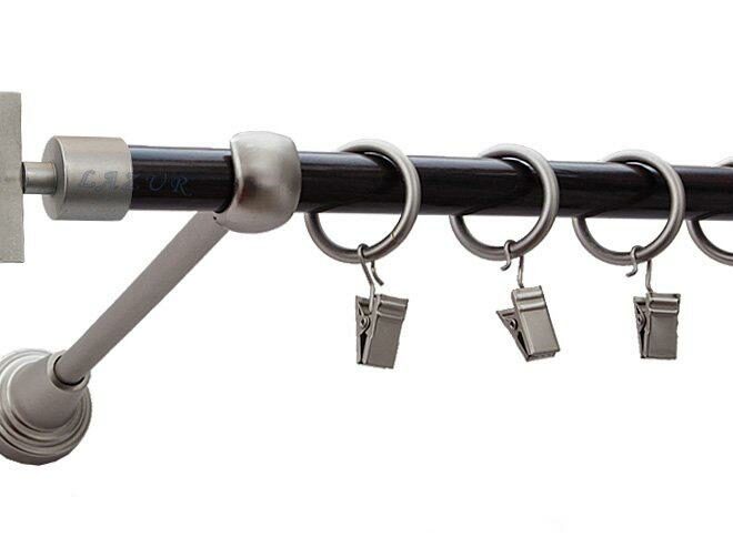 Karnisz RUBIK Satyna Nikiel, Pojedynczy 16 rura wenge - 340 cm