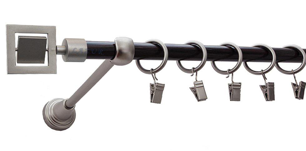 Karnisz RUBIK Satyna Nikiel, Pojedynczy 16 rura wenge - 160 cm