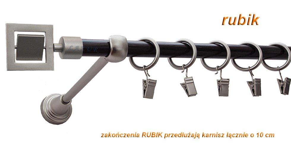 Karnisz RUBIK Satyna Nikiel, Pojedynczy 16 rura wenge - 160 cm - obrazek 3
