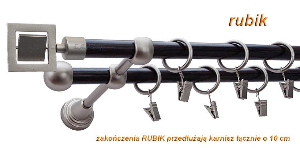 Karnisz RUBIK Satyna Nikiel, Podwójny 16 +16 rura wenge - 440 cm - obrazek 3