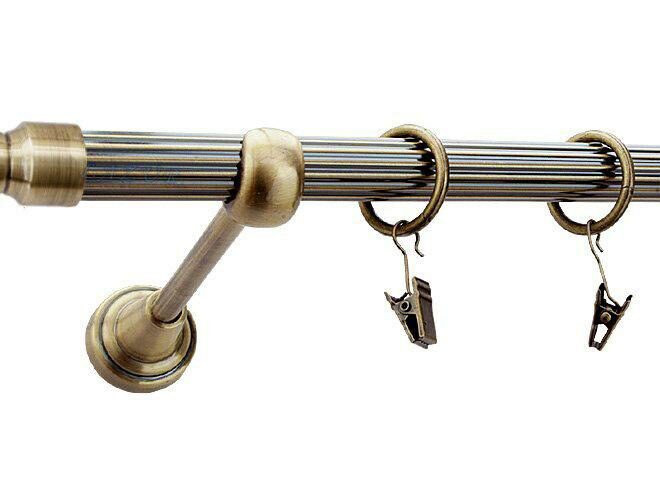 Karnisz APOLLO Antyk Mosiądz, Pojedynczy 19 rura ryflowana - 480 cm