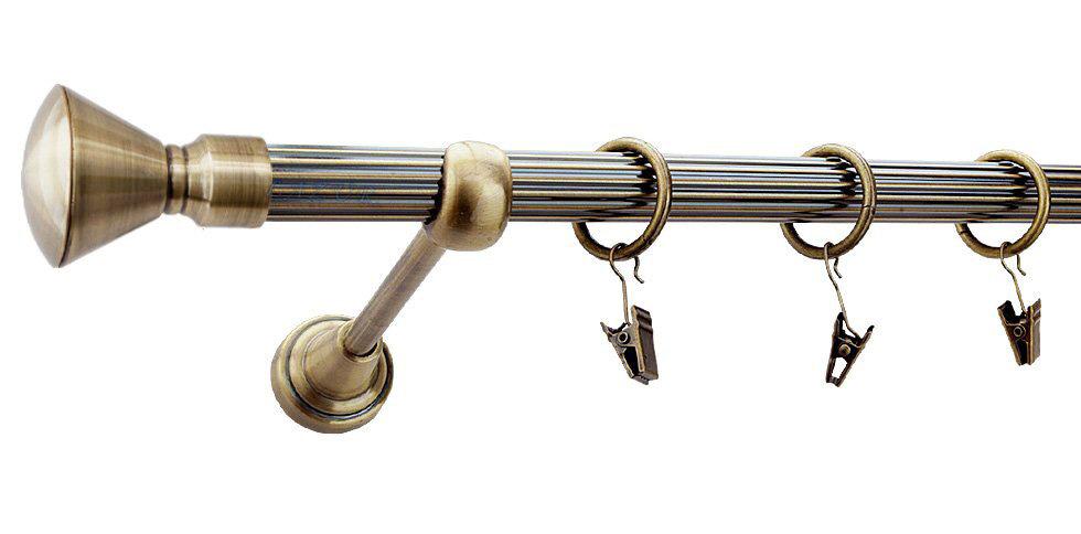 Karnisz APOLLO Antyk Mosiądz, Pojedynczy 19 rura ryflowana - 480 cm