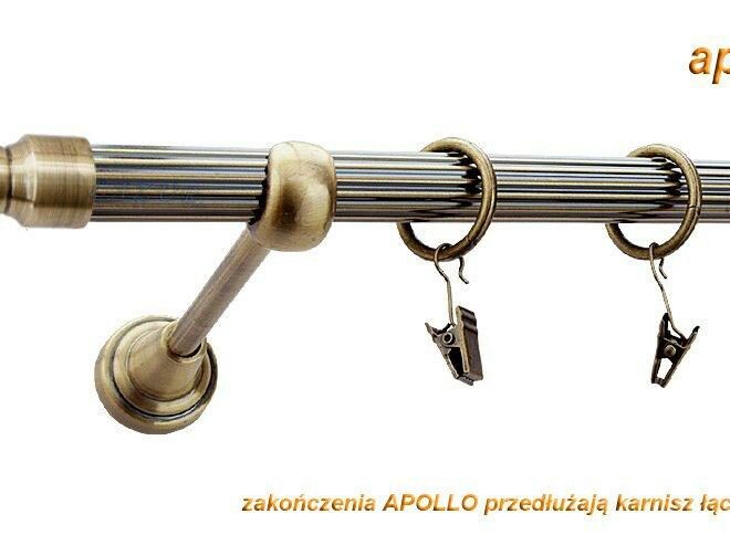 Alternative view of Karnisz APOLLO Antyk Mosiądz, Pojedynczy 19 rura ryflowana - 400 cm