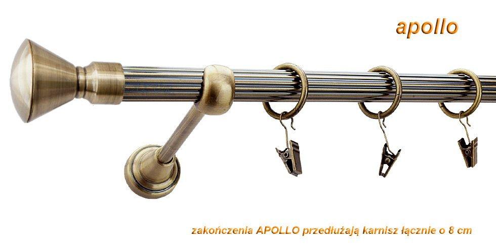 Karnisz APOLLO Antyk Mosiądz, Pojedynczy 19 rura ryflowana - 480 cm - obrazek 2