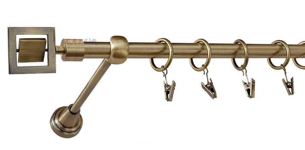 Karnisz RUBIK Antyk Mosiądz, Pojedynczy 16 rura gładka - 160 cm