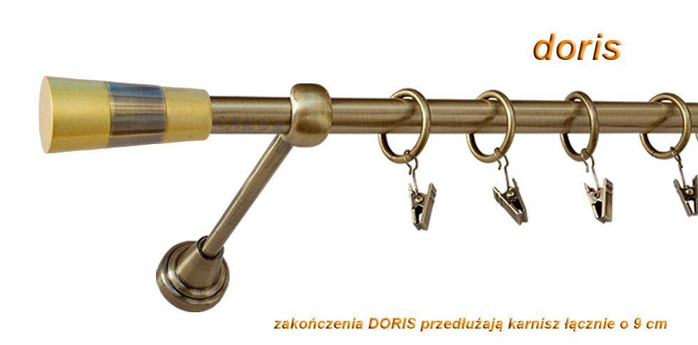 Karnisz DORIS Antyk Mosiądz, Pojedynczy 16 rura gładka - 160 cm - obrazek 3