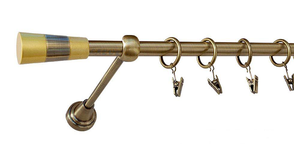 Karnisz DORIS Antyk Mosiądz, Pojedynczy 16 rura gładka - 160 cm