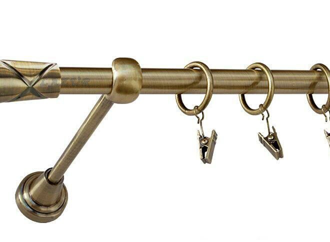 Karnisz PINO Antyk Mosiądz, Pojedynczy 16 rura gładka - 480 cm