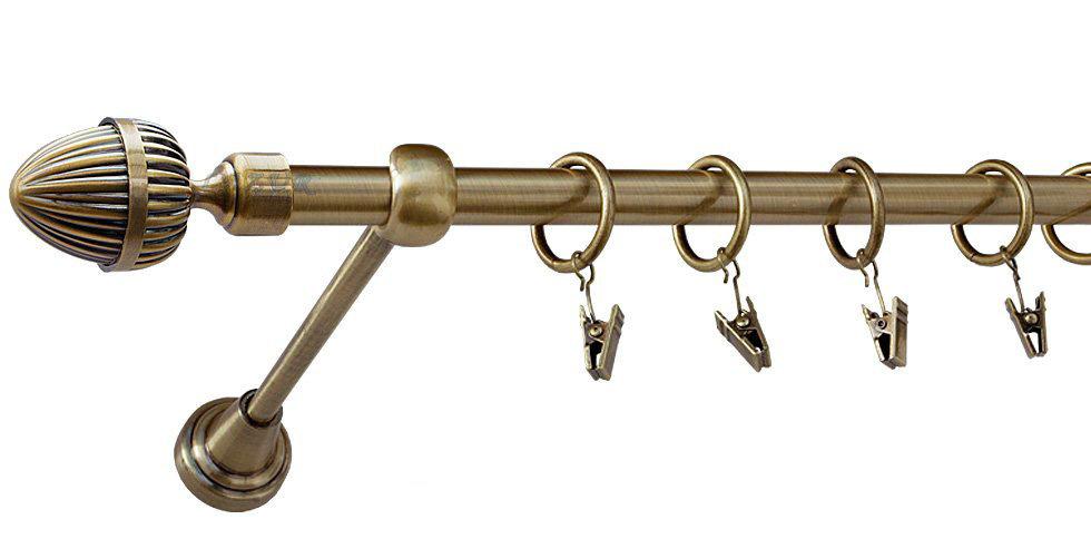 Karnisz ODEON Antyk Mosiądz, Pojedynczy 16 rura gładka - 120 cm