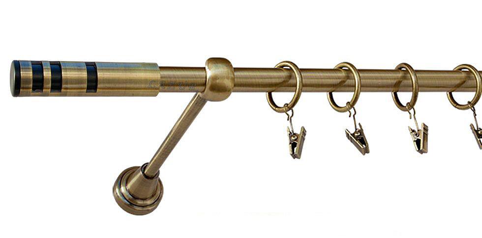 Karnisz CAPRI Antyk Mosiądz, Pojedynczy 16 rura gładka - 360 cm