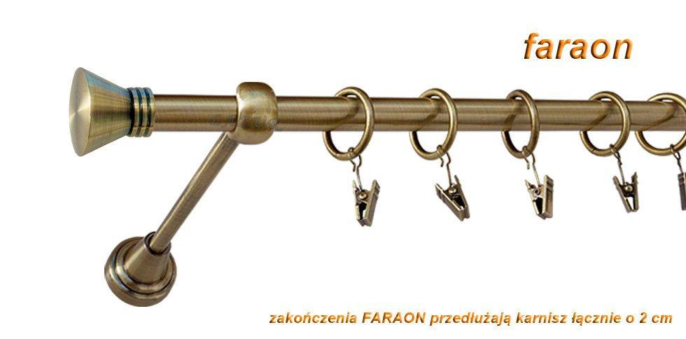 Karnisz FARAON Antyk Mosiądz, Pojedynczy 16 rura gładka - 220 cm - obrazek 3