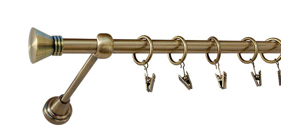 Karnisz FARAON Antyk Mosiądz, Pojedynczy 16 rura gładka - 220 cm