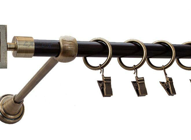 Karnisz RUBIK Antyk Mosiądz, Pojedynczy 16 rura wenge - 140 cm