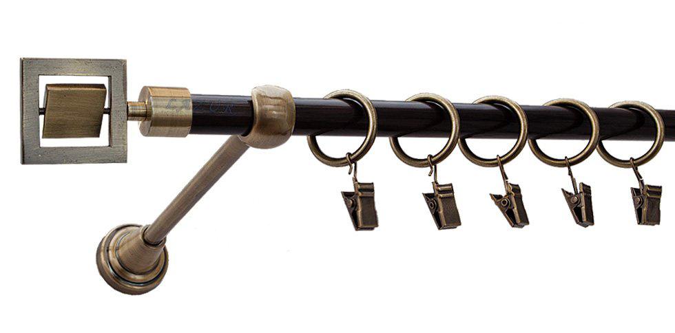 Karnisz RUBIK Antyk Mosiądz, Pojedynczy 16 rura wenge - 300 cm