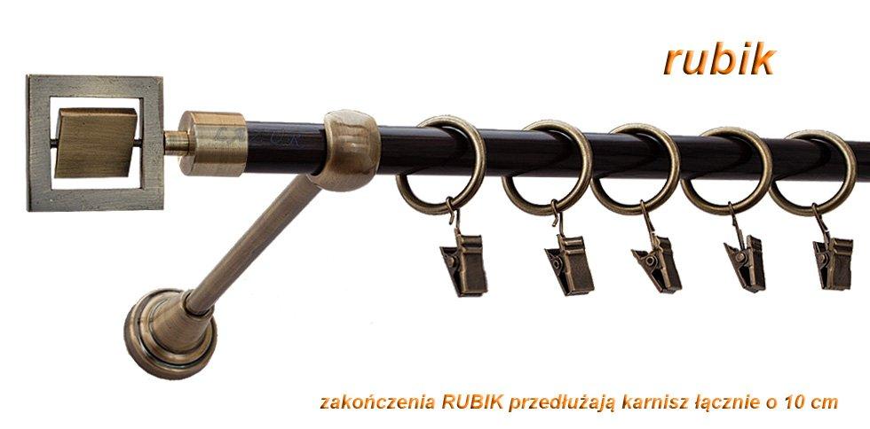 Karnisz RUBIK Antyk Mosiądz, Pojedynczy 16 rura wenge - 300 cm - obrazek 3