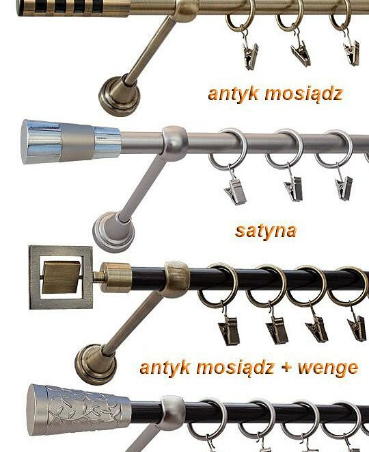 Alternative view of Karnisz DORIS Antyk Mosiądz, Pojedynczy 16 rura wenge - 480 cm