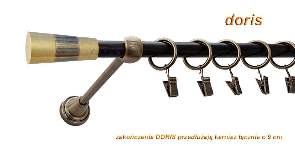 Karnisz DORIS Antyk Mosiądz, Pojedynczy 16 rura wenge - 360 cm - obrazek 3