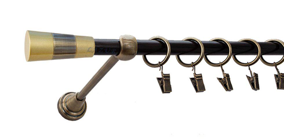 Karnisz DORIS Antyk Mosiądz, Pojedynczy 16 rura wenge - 360 cm