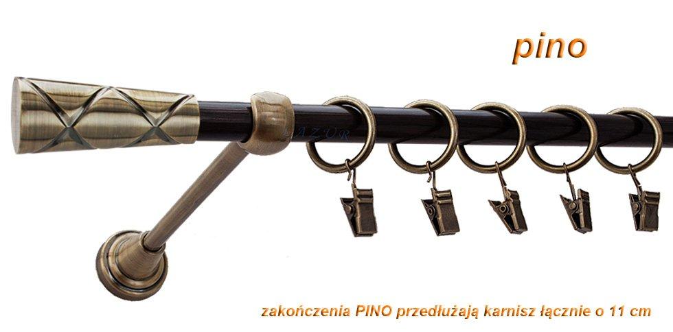 Karnisz PINO Antyk Mosiądz, Pojedynczy 16 rura wenge - 360 cm - obrazek 3