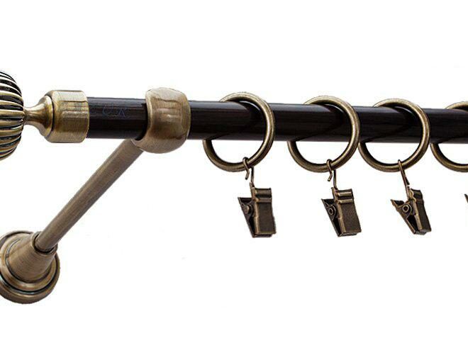 Karnisz ODEON Antyk Mosiądz, Pojedynczy 16 rura wenge - 340 cm