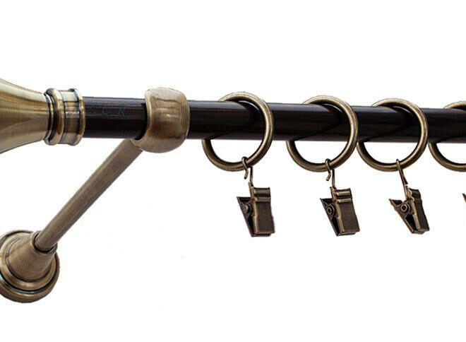 Karnisz LUXOR Antyk Mosiądz, Pojedynczy 16 rura wenge - 260 cm