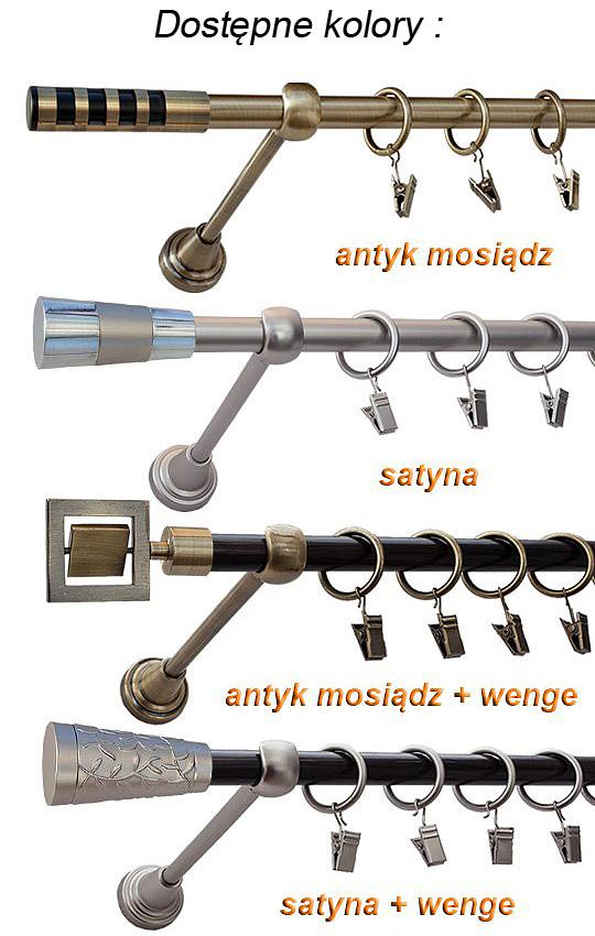 Karnisz ŻOŁĄDŹ Satyna Nikiel, Pojedynczy 16 rura wenge - 300 cm - obrazek 2