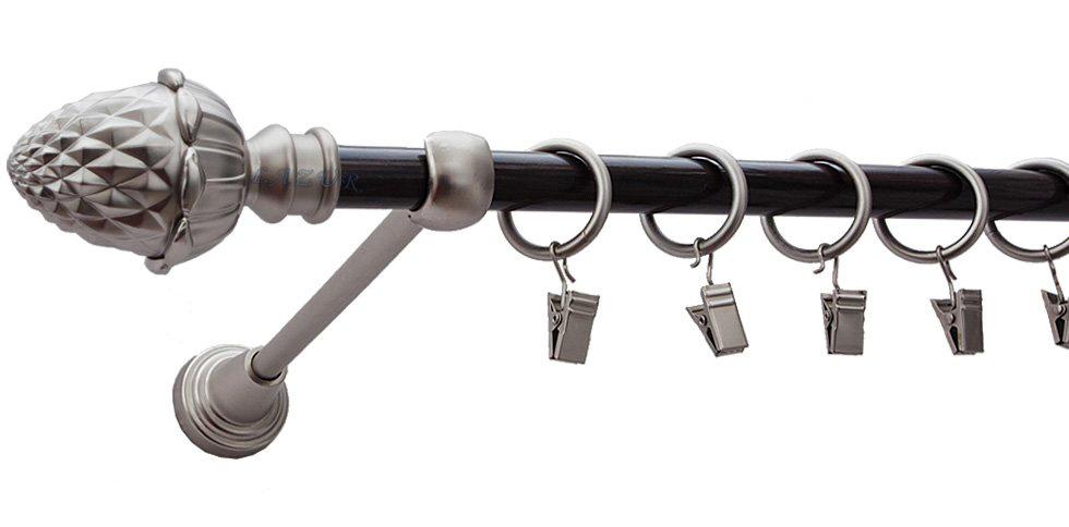 Karnisz ŻOŁĄDŹ Satyna Nikiel, Pojedynczy 16 rura wenge - 300 cm