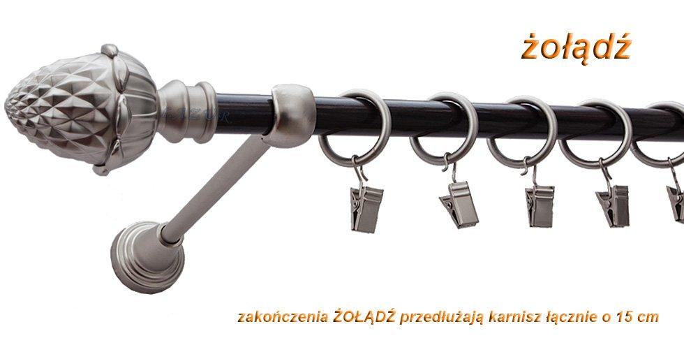 Karnisz ŻOŁĄDŹ Satyna Nikiel, Pojedynczy 16 rura wenge - 300 cm - obrazek 3