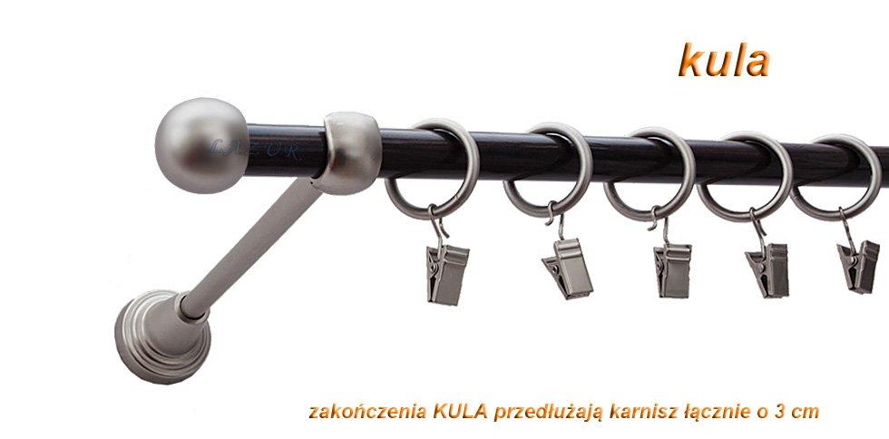 Karnisz KULA Satyna Nikiel, Pojedynczy 16 rura wenge - 320 cm - obrazek 3