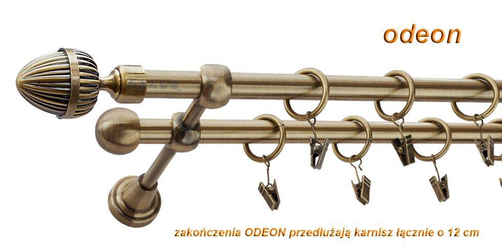 Karnisz ODEON Antyk Mosiądz, Podwójny 16 +16 rura gładka - 320 cm - obrazek 3
