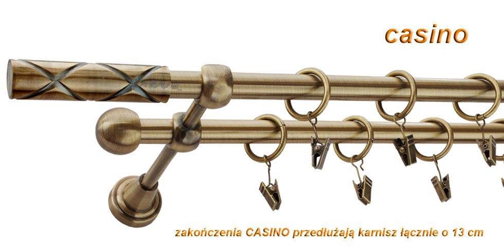 Karnisz CASINO Antyk Mosiądz, Podwójny 16 +16 rura gładka - 300 cm - obrazek 3