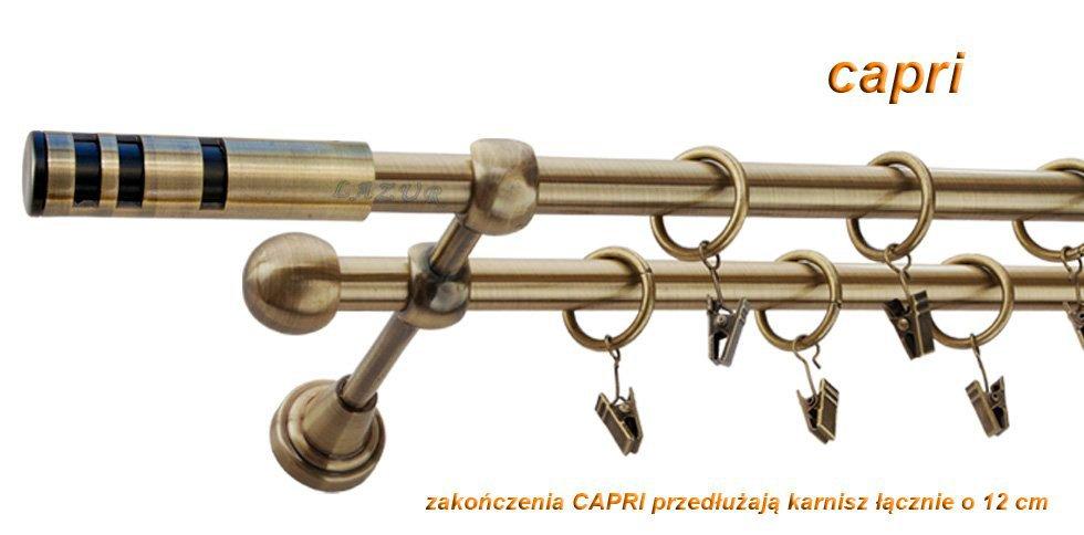 Karnisz CAPRI Antyk Mosiądz, Podwójny 16 +16 rura gładka - 320 cm - obrazek 3