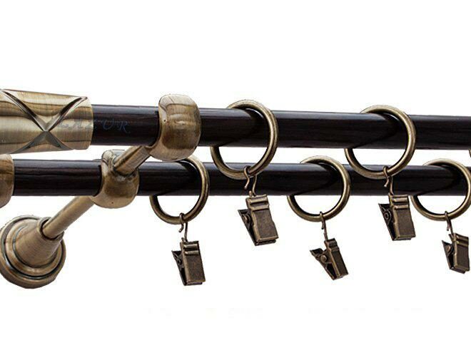 Karnisz PINO Antyk Mosiądz, Podwójny 16 +16 rura wenge - 480 cm