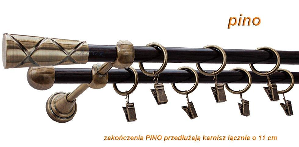 Karnisz PINO Antyk Mosiądz, Podwójny 16 +16 rura wenge - 140 cm - obrazek 3