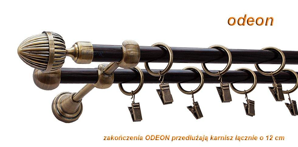 Karnisz ODEON Antyk Mosiądz, Podwójny 16 +16 rura wenge - 220 cm - obrazek 3