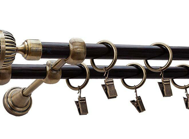 Karnisz ODEON Antyk Mosiądz, Podwójny 16 +16 rura wenge - 340 cm