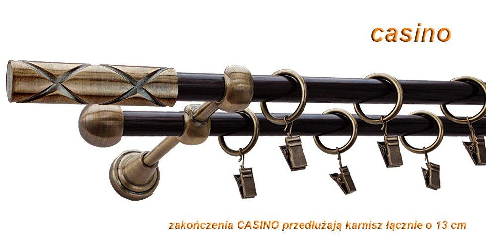 Karnisz CASINO Antyk Mosiądz, Podwójny 16 +16 rura wenge - 300 cm - obrazek 3