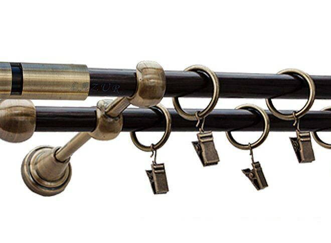 Karnisz CAPRI Antyk Mosiądz, Podwójny 16 +16 rura wenge - 480 cm