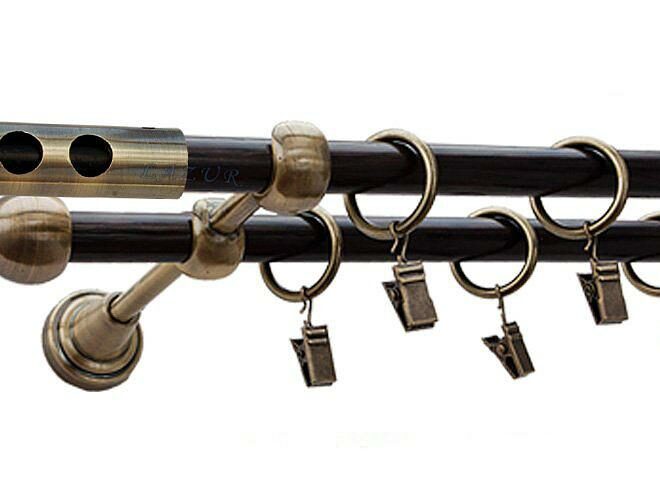 Karnisz DAWI Antyk Mosiądz, Podwójny 16 +16 rura wenge - 340 cm