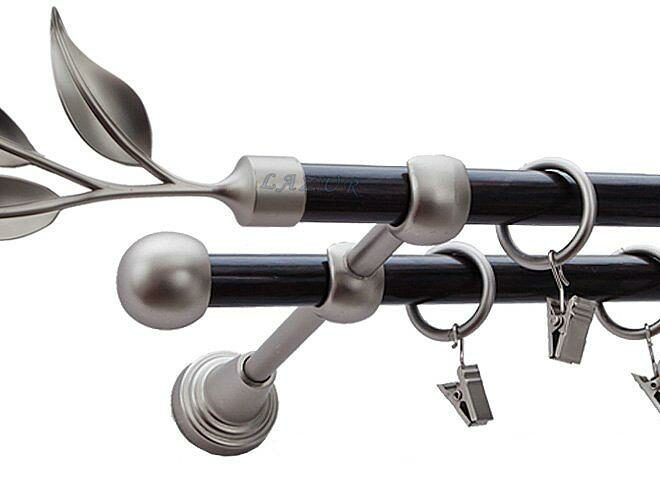 Karnisz LAUR Satyna Nikiel, Podwójny 16 +16 rura wenge - 480 cm