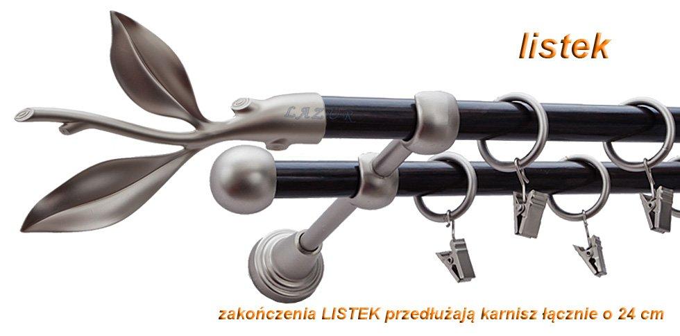 Karnisz LISTEK Satyna Nikiel, Podwójny 16 +16 rura wenge - 320 cm - obrazek 3