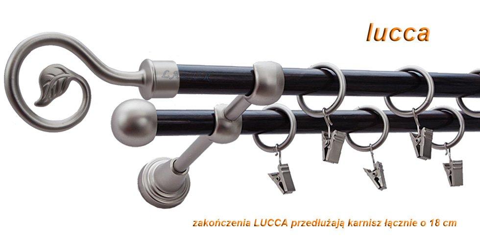 Karnisz LUCCA Satyna Nikiel, Podwójny 16 +16 rura wenge - 440 cm - obrazek 3