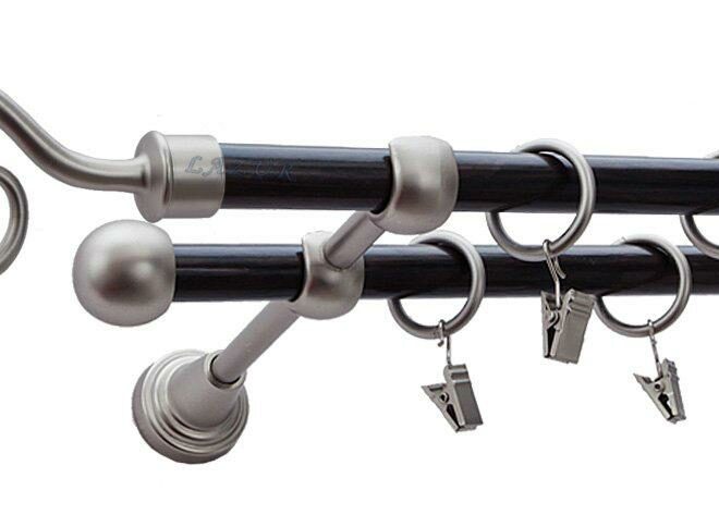 Karnisz LUCCA Satyna Nikiel, Podwójny 16 +16 rura wenge - 480 cm